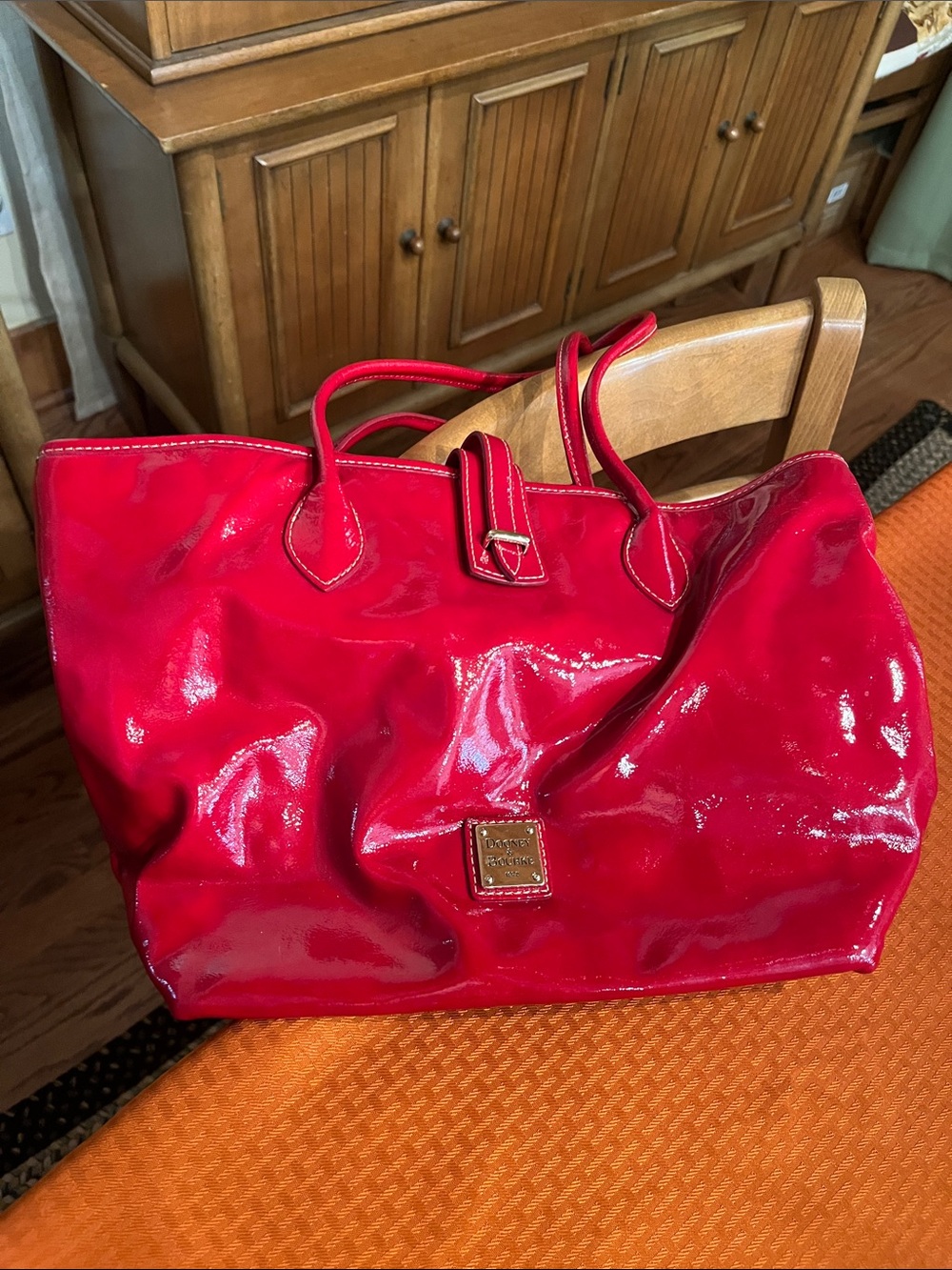 Dooney & Bourke Shiny Red Patent Leather Tote Bag